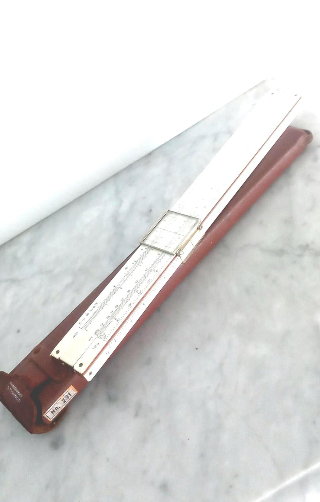 Den Make Ruler DIRVA Slide Ruler Model No. 231 Made in Denmark in Leather Pouch ...