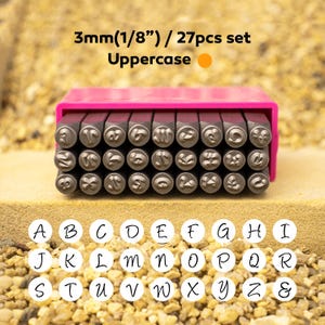 Sello de metal de 3 mm con letras mayúsculas, herramienta para estampar y hacer joyas en metal, juego de sellos con letras elegantes, sellos con diseño de metal, suministros para manualidades con sellos hechos a mano