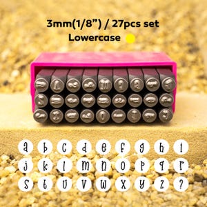 Sello de metal de 3 mm con letras minúsculas, herramienta para estampar y hacer joyas en metal, juego de sellos para letras elegantes, sellos con diseño de metal, suministros para manualidades con sellos hechos a mano