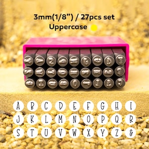3 mm Metal Stamp with Capital Letters,Metal Stamping and Jewelry Tool,Fancy Letter tamp Set,Metal Design Stamp,Supplies for Hand Stamped DIY