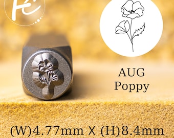 Carimbo de metal Aug Poppy, carimbos de metal de flor de lua de nascimento, ferramenta de perfuração de carimbo de metal, suprimentos para carimbo manual DIY, fabricação de joias