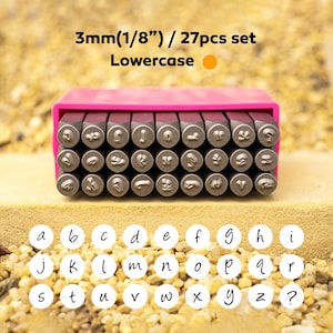 Sello de metal de 3 mm con letras minúsculas, herramienta para estampar y hacer joyas en metal, juego de sellos para letras elegantes, sellos con diseño de metal, suministros para manualidades con sellos hechos a mano