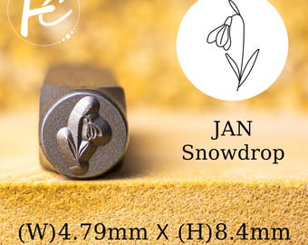 Carimbo de metal Jan Snowdrop, carimbos de metal Birth Moon Flower, ferramenta de perfuração de carimbo de metal, suprimentos para carimbo manual DIY, fabricação de joias