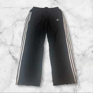パンツ 00s adidas track wide pants y2k black Adidas vintage black track pants small logo 2000s drill Y2K