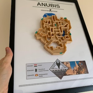 Impression 3D d'une carte d'Anubis – Counter-Strike | Décoration Gamer | CS:GO imprimé en 3D | Cadeau pour les joueurs | Configuration de jeu pour les fans - Art mural gamer déco