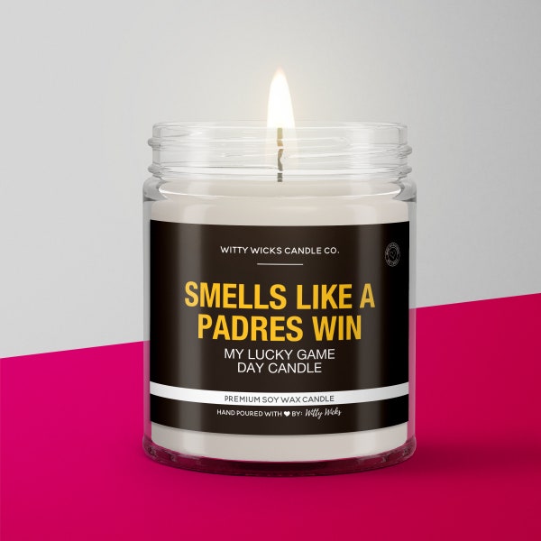 Smells Like a Padres Win Candle | San Diego Padres Baseball Candle | Game Day Decor | Funny Padres Fan Gift | Lucky Padres Candle