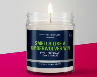 Smells Like a Timberwolves Win Candle | Minnesota Timberwolves Basketball Candle | Game Day Decor | Funny Wolves Fan Gift | Lucky Candle