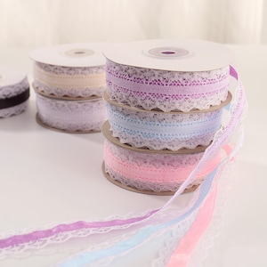 Spitzenband - 6 Farben Band, 1,2 "x 10 Yards, Band mit zarter Kante, Spitze für Braut- und Vintage-inspirierte Geschenkdeckel