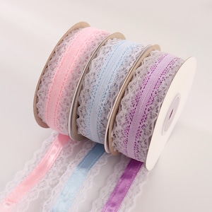 1,2 "x 10 Yards Spitzenband - 6-farbiges französisches Spitzenband, Band mit zarter Kante, für DIY-Handwerk, luxuriöses Briefpapier-Design