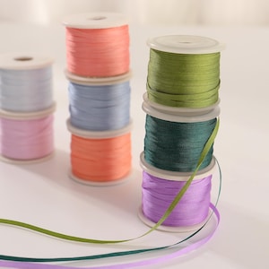 19-farbiges Seidensatinband - 2 mm zarte Breite, ultraglattes Band, perfekt für Hochzeiten, Boutique-Verpackungen