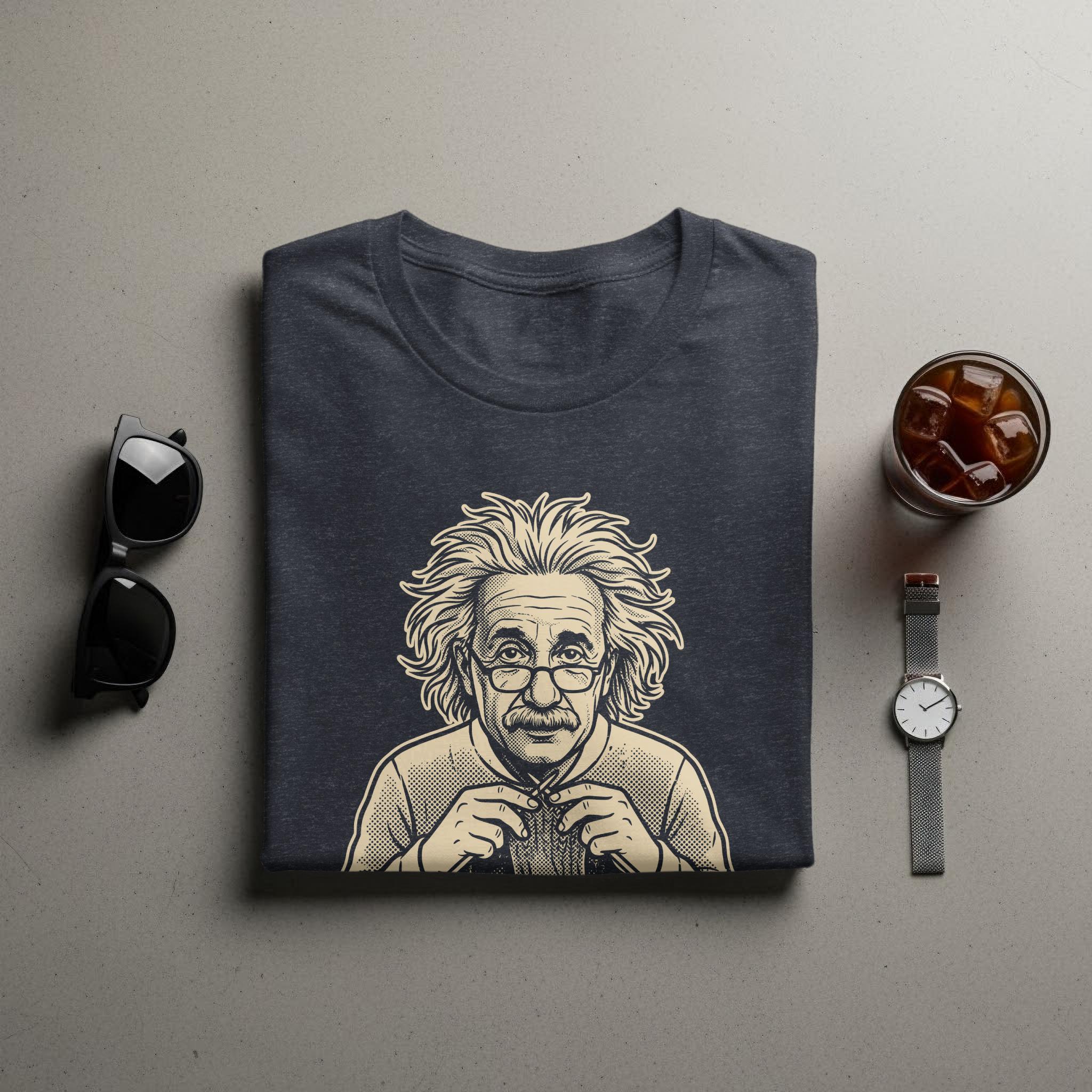 Albert Einstein Knitting Graphic T-shirt, Funny Science Retro Tee