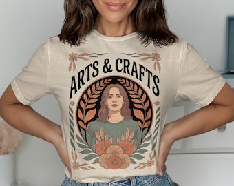 Koszulka z portretem Arts & Crafts, koszulka z grafiką w kwiaty i kobiecą grafiką
