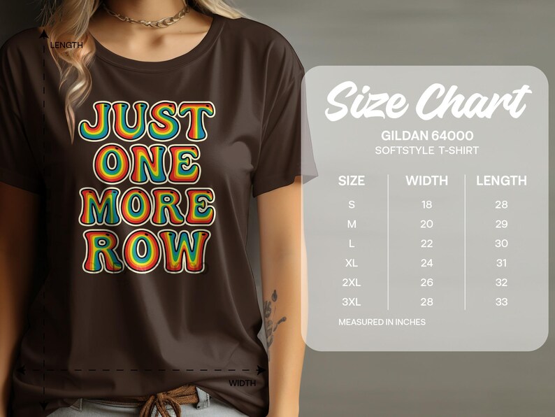 Just One More Row T-Shirt, Funny Crochet Shirt, Colorful Knitting Tee, Crafting Gift for Crafters, Yarn Lover Top