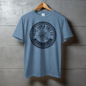 Funny Crafting T Shirt, Glue Gun T Shirt, Craft Supply Shirt, Open Late for Bad Ideas Shirt, Cool Graphic T Shirt Gift