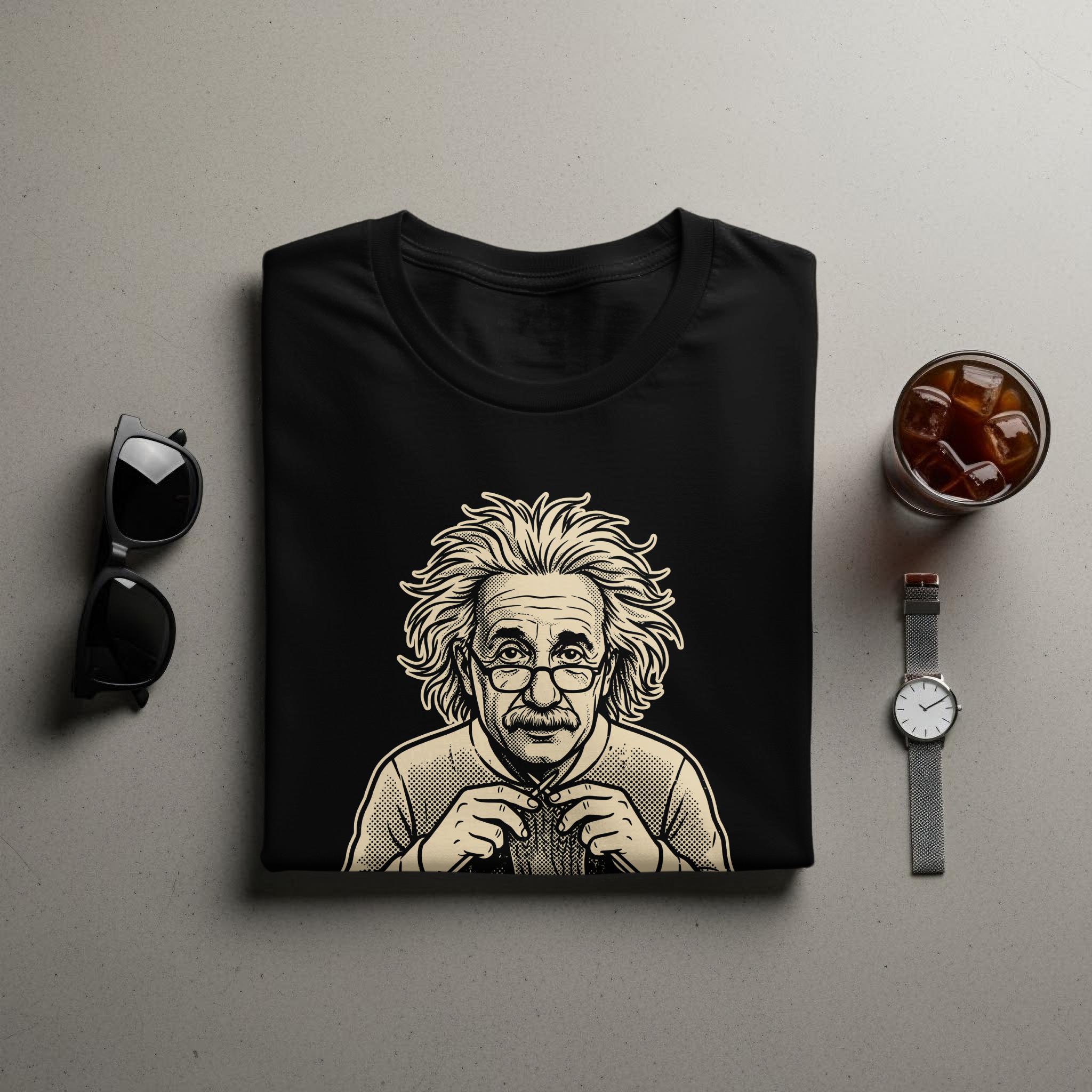 Albert Einstein Knitting Graphic T-shirt, Funny Science Retro Tee