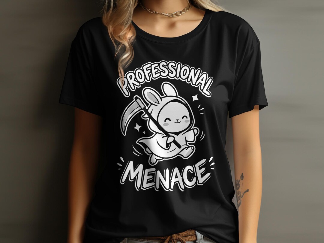Grim Reaper Bunny Professional Menace T-shirt, Dark Humor Kawaii Tee - Etsy