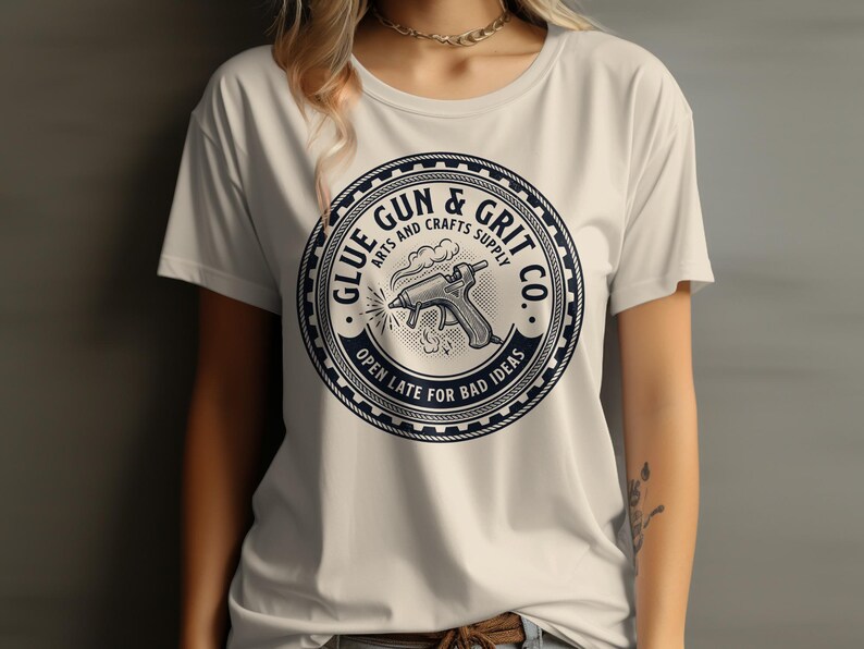 Vintage Craft Hobby Tee, Fun Glue Gun Graphic T-Shirt, DIY Enthusiast Gift, Casual Summer Clothing, Arts and Crafts Lover Shirt