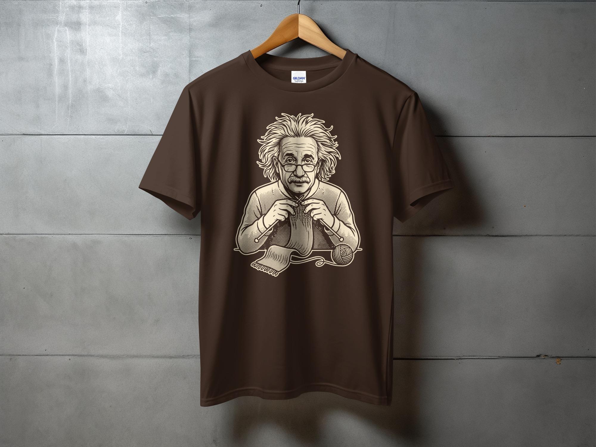 Albert Einstein Knitting Graphic T-shirt, Funny Science Retro Tee