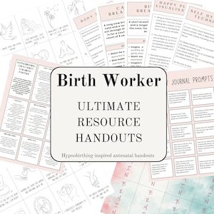Hypnobirthing-hand-outbronnen voor geboortewerkers: affirmaties, flashcards, BRAIN TOOL, dagboekaanwijzingen en spiekbriefje