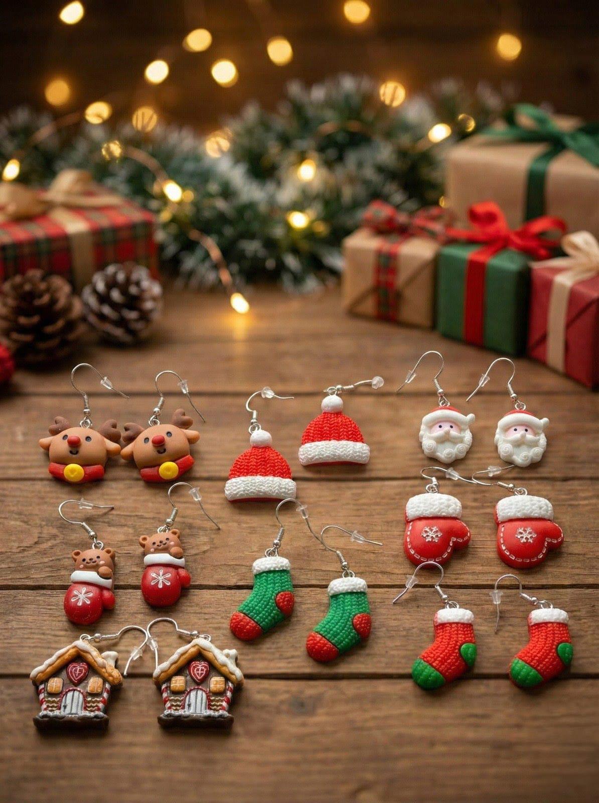 Orecchini natalizi in acrilico Babbo Natale Pan di zenzero