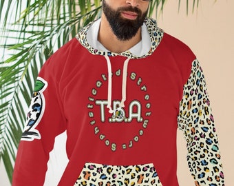 The Tiller Brand Apparel - Sophisticated Streetwear Elephant Logo w/ colorful Leopard Skin Camo Pullover Hoodie