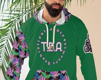 The Tiller Brand Apparel - Sophisticated Streetwear Elephant Logo w/ colorful Marijuana Leaf Camo Pullover Hoodie