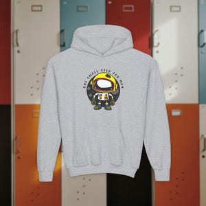 Sudadera con capucha de mezcla pesada para jóvenes One Small Step For Man, sudadera con capucha de dibujos animados Space Man para niños, moda juvenil, ropa de calle para niños