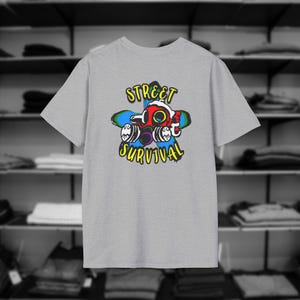 Street Survival Gas Mask Unisex T-Shirt, Urban Gas Mask Tee, Dystopian Graphic Shirt, Apocalypse Tee, Streetwear