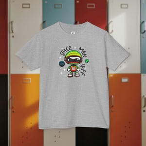 Camiseta gráfica de astronauta Spiff, ropa de calle para niños, 100 % algodón, talla real, dibujos animados para niños y niñas.