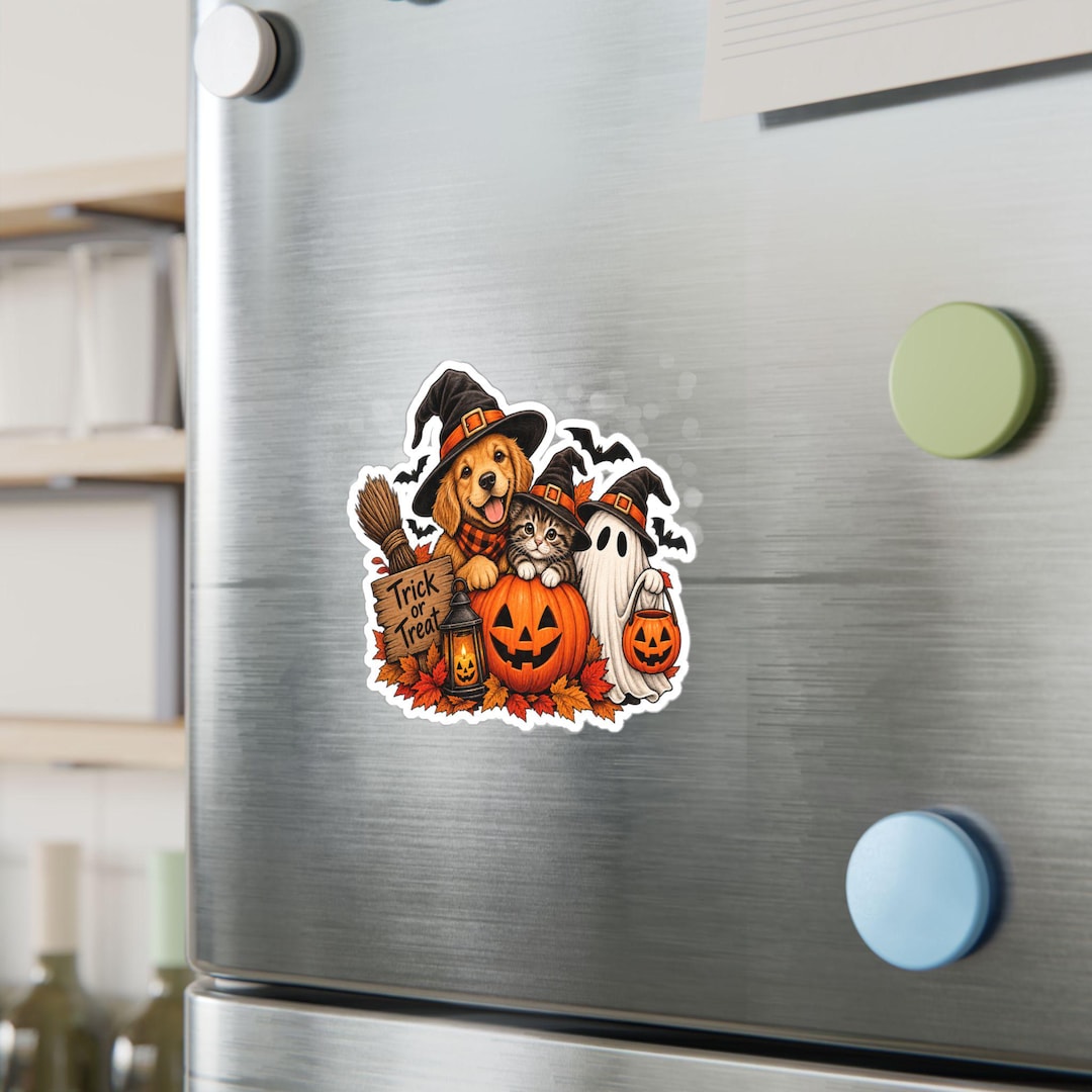 Dog Tag Cutter Halloween Cat Dog Ghost Pumpkin Kiss-cut Vinyl Decal - Etsy