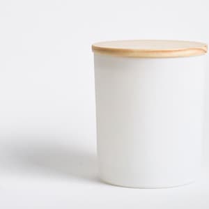 Matte White Glass Candle Jars with Wood Lids - 13.5 oz - Set of 20