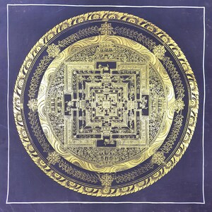 Hand-Painted Wall Hanging Thangka Painting ,Kalachakra Mandala, Wheel Of Time A Symbol of Meditation, Yoga, and Peace