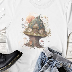 Enchanting Goblin and Mushroom Home Goblincore Shirt, Cottagecore Chic Tee, Naturecore Boho Wear, Nature and Botanical Gift, Green Witch