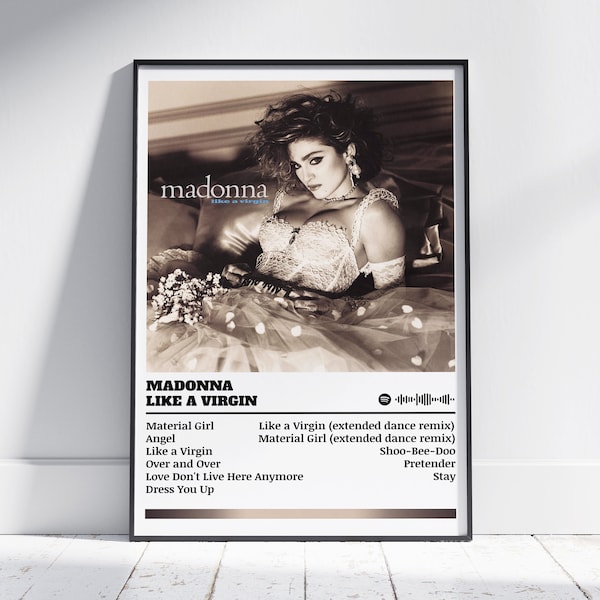 Madonna Poster Print | Like A Virgin Poster | Music Poster | Album Cover Poster | Wall Decor | Music Gift | Room Decor