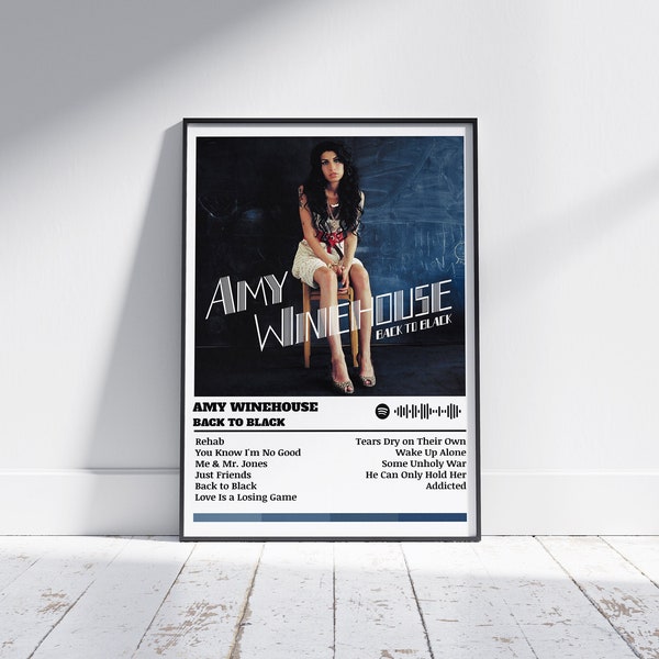 Amy Winehouse Poster Print | Back to Black Poster | Music Poster | Album Cover Poster | Wall Decor | Music Gift | Room Decor