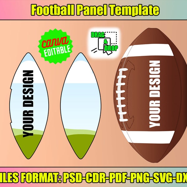 Football Panel Template, Photo Ball Wrap Template, Canva Editable, Ball Leather, Svg For Cricut, Dxf, Psd, Png, Instant Download