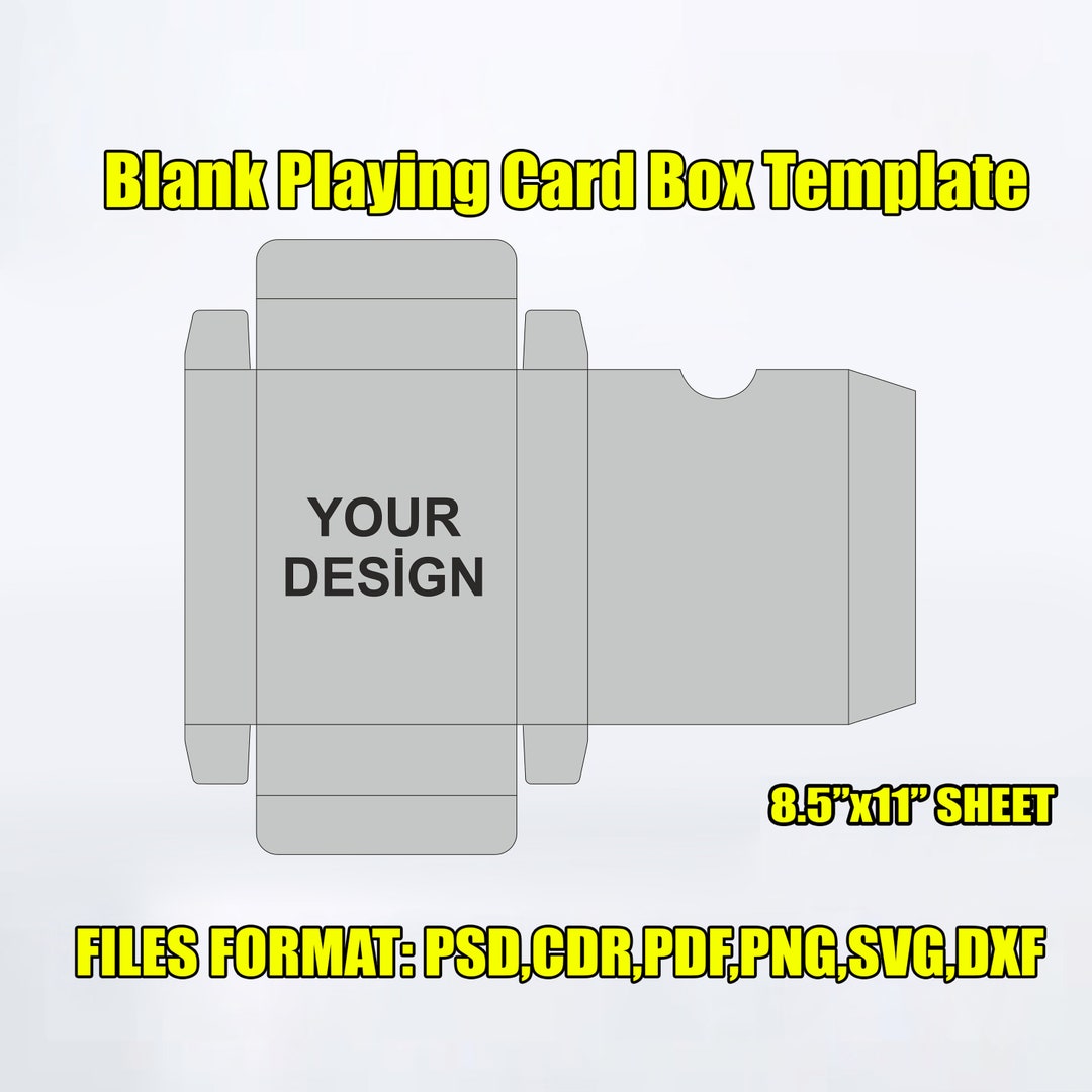Blank Playing Card Box Template Svg, Poker Card Box Template, Cut Files Blank Playing Card Box Template Svg, Poker Card Box Template, Cut Files