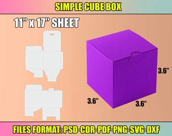 Cube Box SVG Template, Square Box Template, Gift Box, Cricut Cut Files, Silhouette Cut Files, instant download