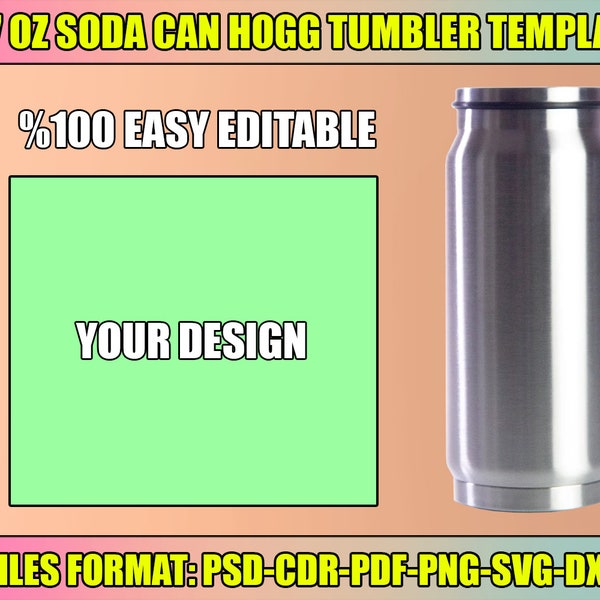 17oz Stainless Steel Can Bottle Template, Sublimation Template, SVG, DXF, DOCX, Png, Psd, 8.5"x11" sheet, Printable, Instant Download