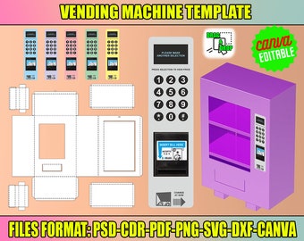 Vending Machine, Vending Machine Template, DIY Vending Machine, Vending Machine Kid Toys, Canva Editable, Paper Cut, Canva, Pdf, Psd