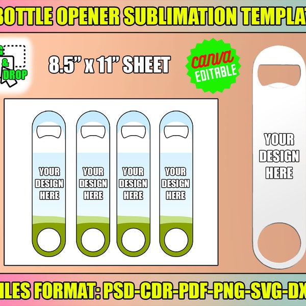 Bottle Opener Svg, Bottle Opener Template svg, Sublimation Template, Canva editable, beer bottle opener template, instant download
