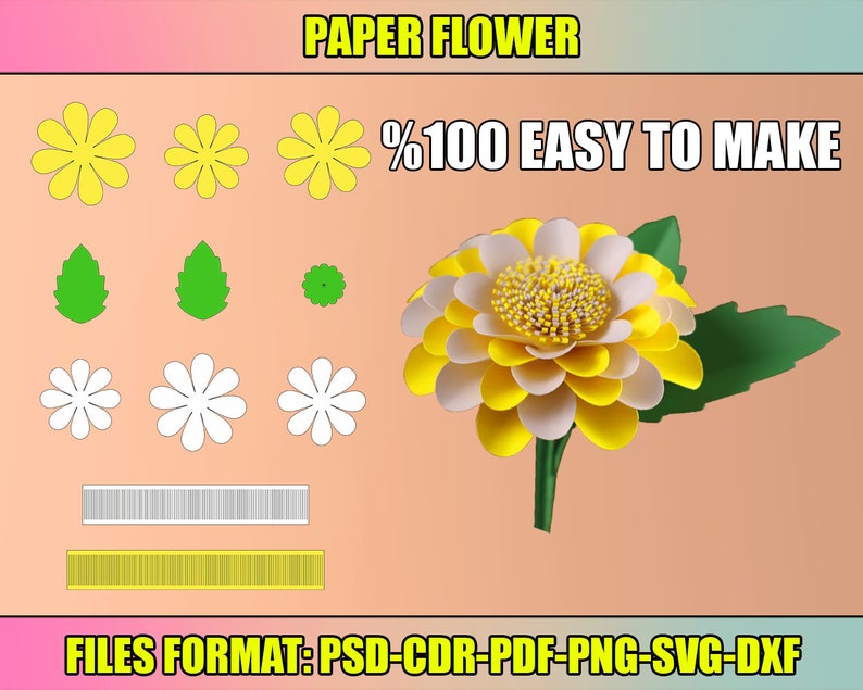 Paper Flower Template, Paper Flower SVG, DIY Paper Flower, Flower Cut