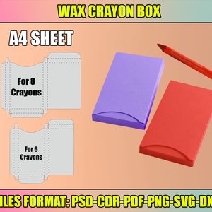 Crayon Box SVG Template, Wax Crayon Box Template, Crayon Favor Box, Cricut, Silhouette Cut Files, Brother Cut Files, instant download