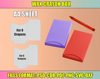 Crayon Box SVG Template, Wax Crayon Box Template, Crayon Favor Box, Cricut, Silhouette Cut Files, Brother Cut Files, instant download