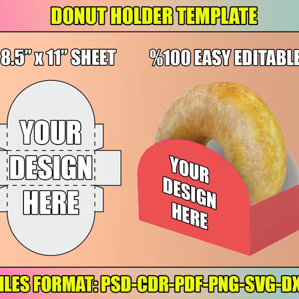 Donut box template, donut box svg, donut holder template, party favors, box svg, birthday gift box, cricut files, silhouette cut files, pdf