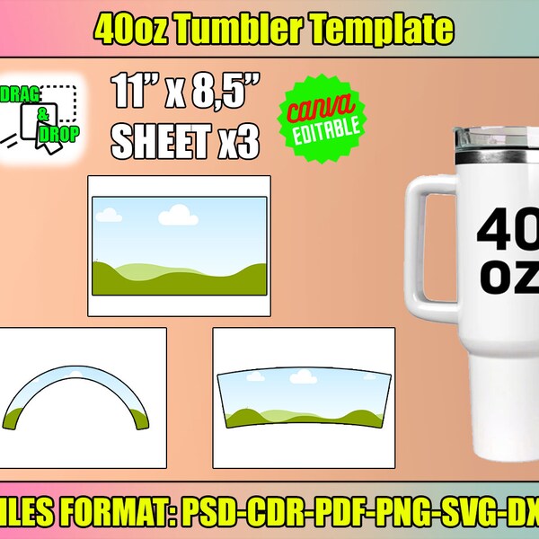 40oz Tumbler Template Svg, Sublimation tumbler Wrap Template, 40oz Tumbler Wrap Template, Canva Editable, Svg For Cricut, Instant Download