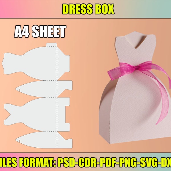 Bride Dress Box SVG Template, Wedding Favor Box, Cricut Cut Files, Silhouette Cut Files, instant download