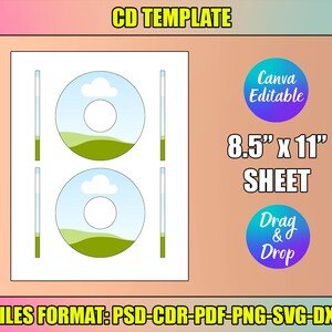 Template Design Label Cd R CD Label Template SVG, CD Label, Canva Editable, Psd, Png, Dxf, Cricut ...
