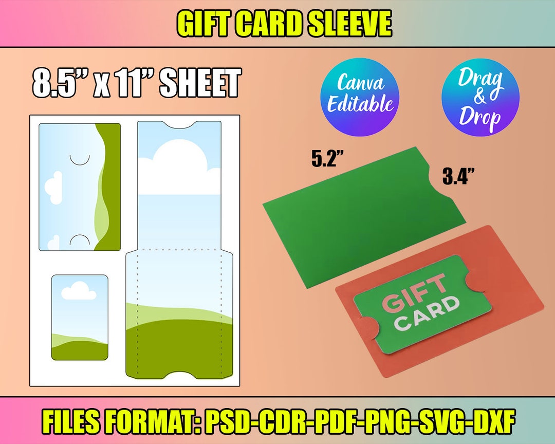 Gift Card Sleeve SVG Template, Gift Card Holder SVG Template, Gift Card