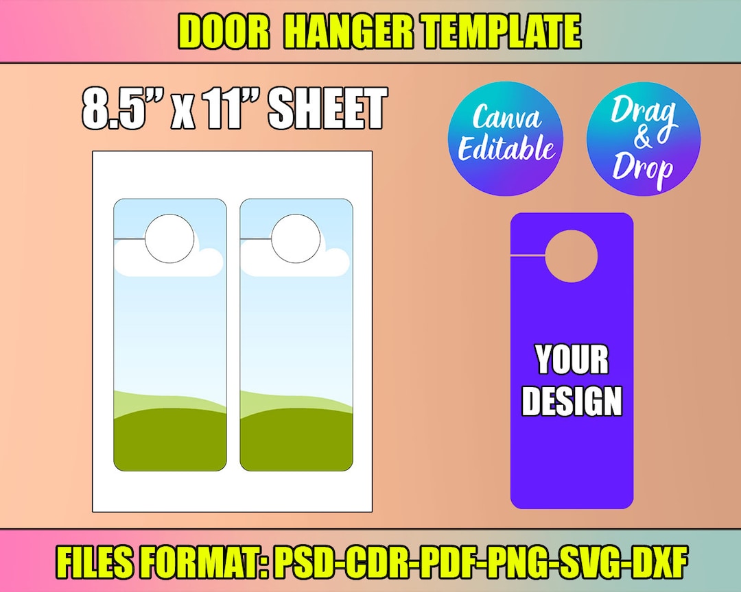 Door Hanger Template, Door Hanger Svg, Canva Editable, PSD, PNG, SVG